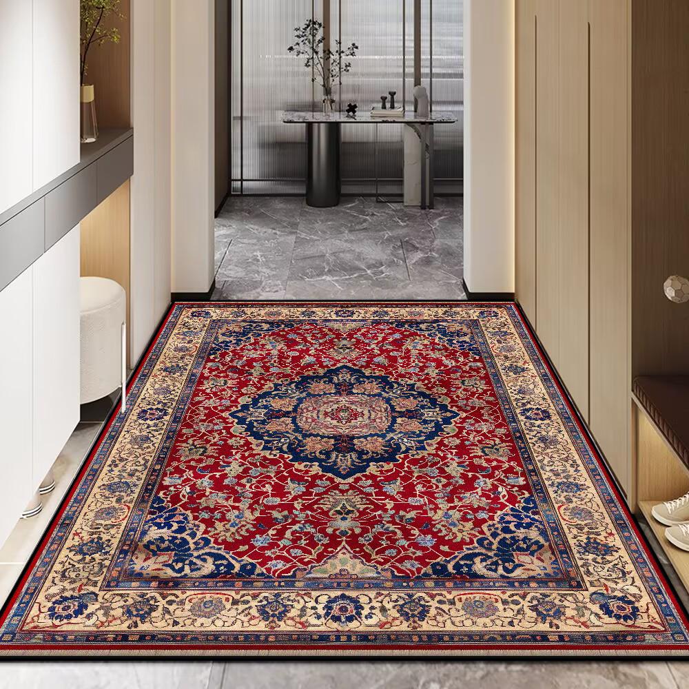 Vintage Persian Carpet In The Living Room Decoration Bedroom Soft Mat Bedside Non-slip Easy Clean Lounge Rug Entrance Door Mat
