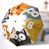 1 Stück Automatisch faltbarer Regenschirm mit Katzenmotiven, Tragbares & faltbares Design mit 8 Speichen, Lässiges Outdoor-Accessoire Halloween- und Weihnachtsgeschenke yy2