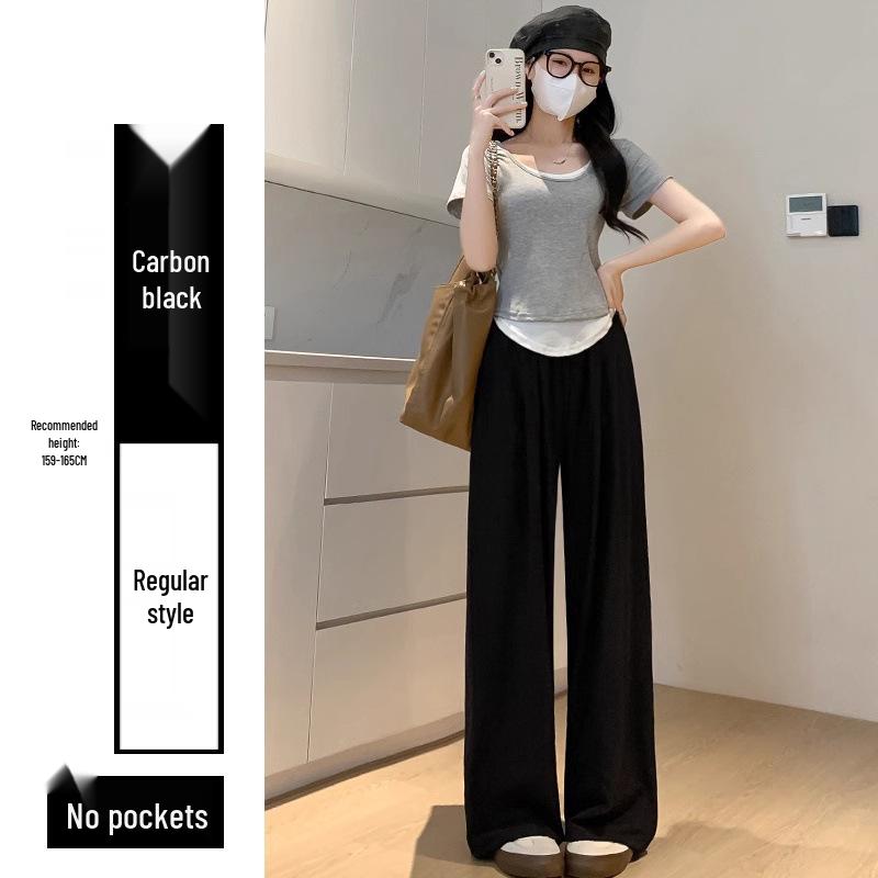 Women's Ice Silk High-Waist Wide Leg Trousers - Summer 2025 Collection