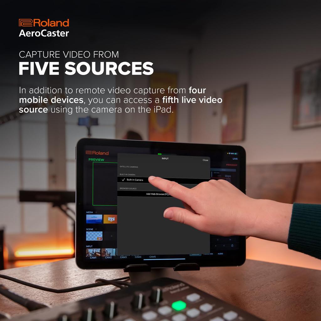 The Roland Aero Caster is a streaming system that allows you to record and stream live on your It can also be used with a smartphone for VRC-01 iPad.