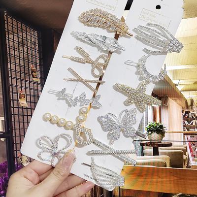Crystal For Women Korean New Hairpins Girl Geometric Pearl Barrettes Fashion Hairgrip Side Clip Hair Accessories