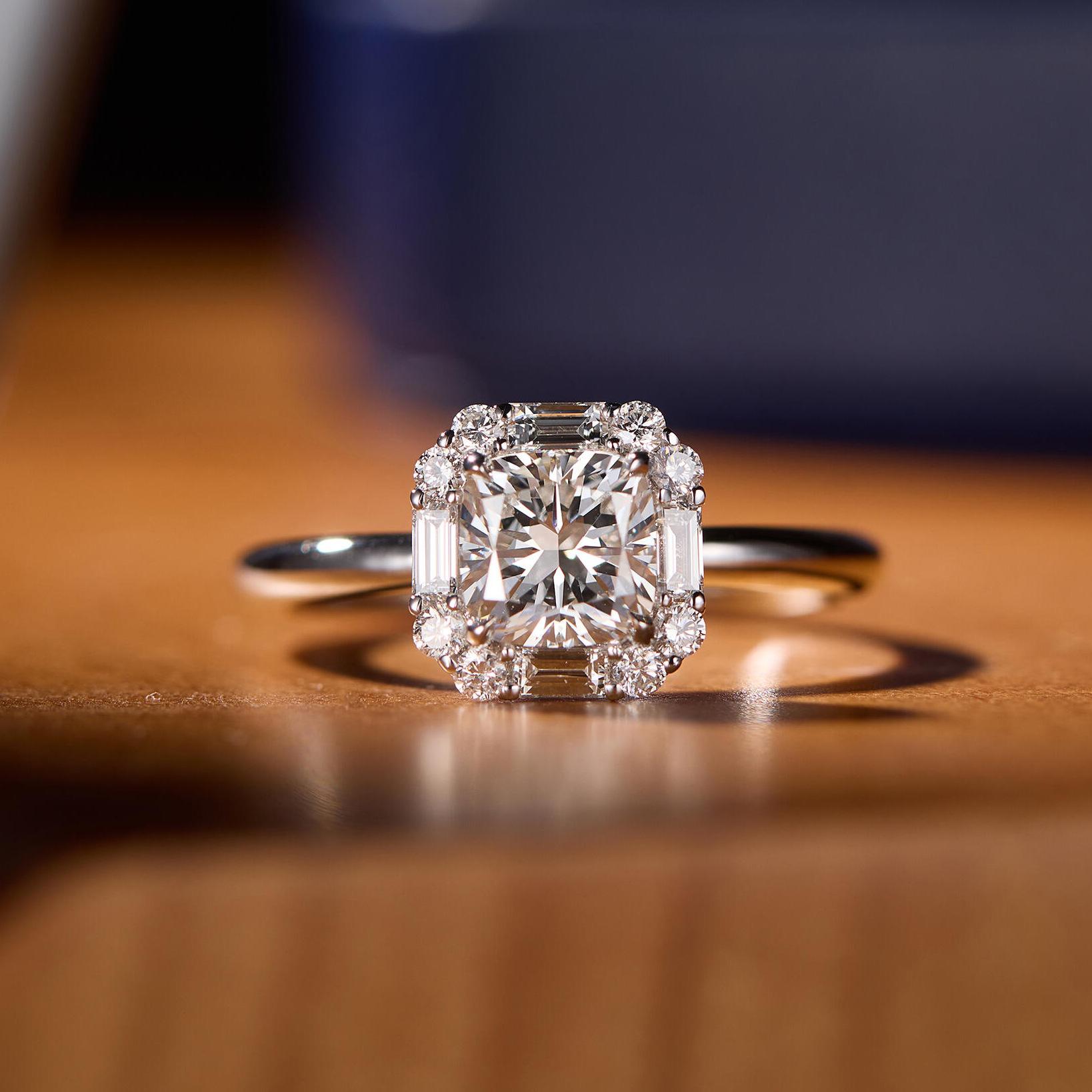 1 Carat Flash Princess Fang Redeen Cut Marriage Proposal Open Ring Female Temperament Set High Sense Ring Wedding Ring 2026 Resizable