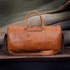 Handmade Leather Trolley Duffel: Personalized Mens Weekender Holdall Bag Gift him