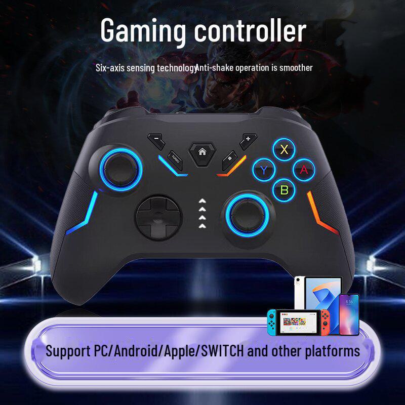 Cross-border RGB Glare Six-Axis Somatosensory Macro Editor Game Controller for PC, Android, and Switch