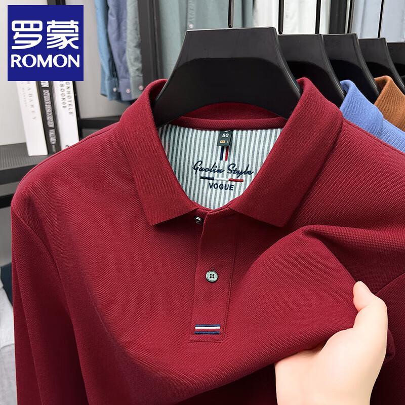 Romensi Men's Casual Business Long Sleeve Polo Shirt