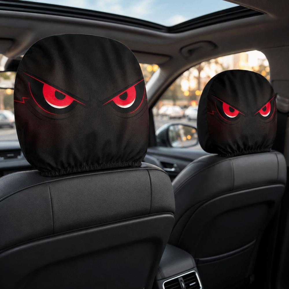 2pcs 2D Printed Headrest Covers Angry Eyes Car Seat Headcover Dust-proof Neck Pillowcase  Halloween