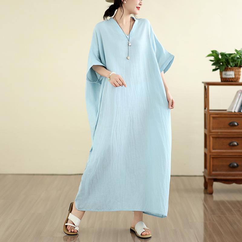 DIMANAF New 2026 Women Plus Size Summer Casual Sundress Long Dress Cotton Loose Oversize Maxi Beach Solid Elegant Lady Holiday