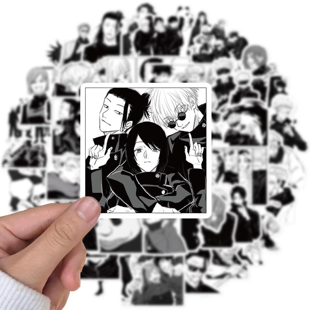 50PCS Anime Jujutsu Kaisen Stickers Black and White Style Graffiti Decals DIY Car Phone Laptop Skateboard Cool Sticker Toy