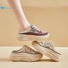 2025 Summer Half-drag Little White Shoes New Korean Version Ins Female Students Height-increasing Breathable Board Shoes Casual Platform Slippers