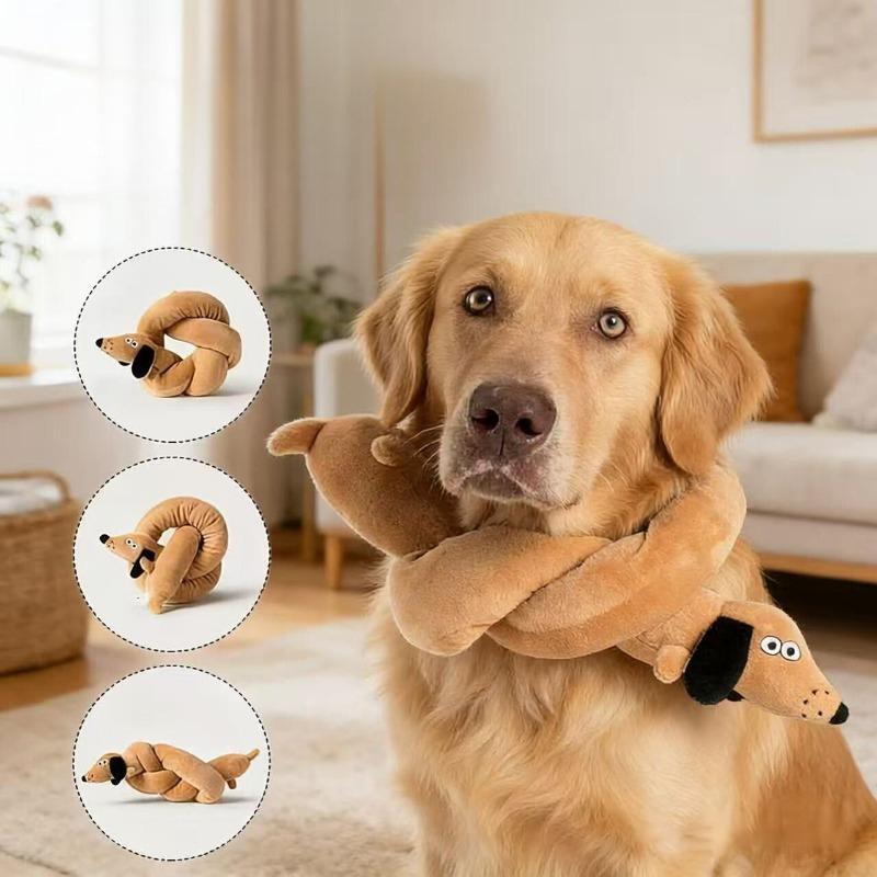 Quietschendes Plüsch-Hundespielzeug Wurst Welpen Kauspielzeug Weich Langlebig Interaktiv Haustierspielzeug Zahnen Reinigung Biss Hundekauspielzeug