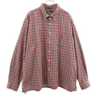 Polo by Ralph Lauren 90s Old Canadian Check Pattern Long Sleeve Button Down Shirt Men's Used