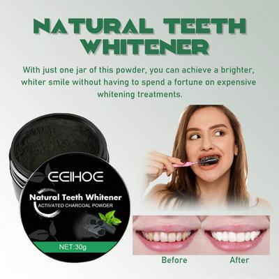 Polvo blanqueador de dientes con carbón activado Limpieza profunda de los dientes Manchas y suciedad Aliento fresco Deslumbrante
