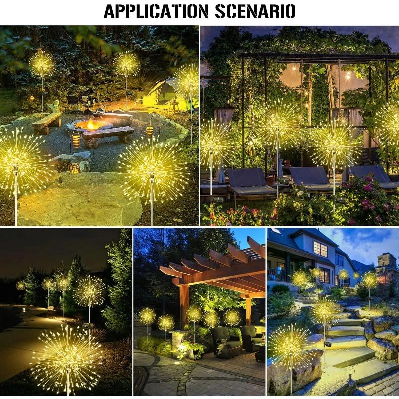 Solar Firework Lights Powered Garden Lighting Outdoor Landscape Lights 200 LED Firework Lawn Lamps Garden Path Decoration