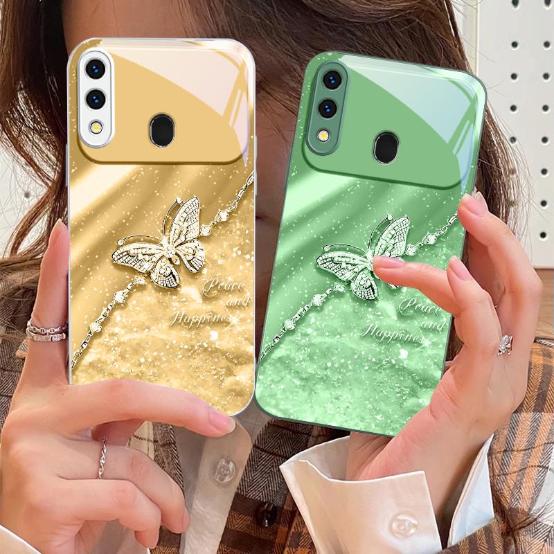 An elegant blue butterfly For Samsung A73 72 71 A70 56 55 54 A53 52 51 50 42 A35 A34 33 32 31 26 25 24 23 22 30 glass phone case