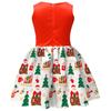 Kids Girls Cartoon Santa Claus Christmas Tree Elk Print Bow Sleeveless Casual Dress