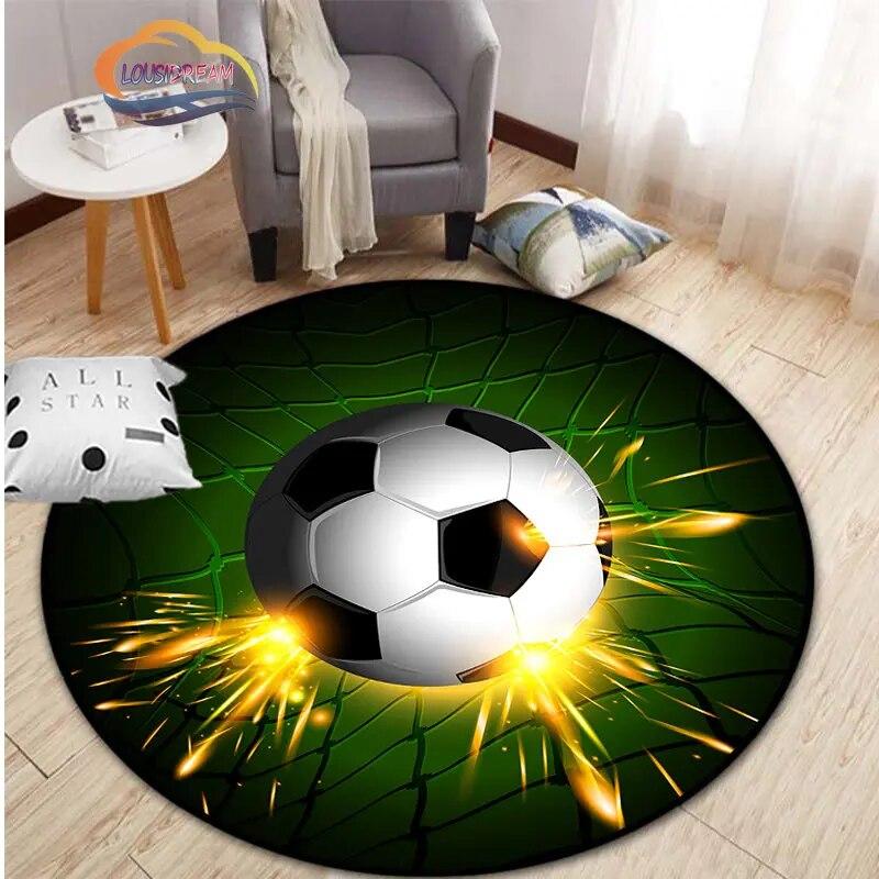 Εικόνες ποδοσφαίρου χαλί κινουμένων σχεδίων ποδοσφαίρου διακόσμηση σαλονιού στρογγυλή καρέκλα κρεβατιού χαλάκι σπίτι πόρτα εισόδου παιδιά