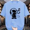Summer Men's Cotton Casual Loose Fit Music Themed Printed Comfortable Sports Round Neck Short Sleeved T-shirt Top