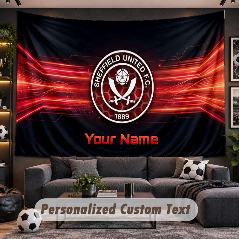 Wall Hanging Tapestry Custom NameSheffield United FC Pattern Personalized Printed Fabric Wall Decor