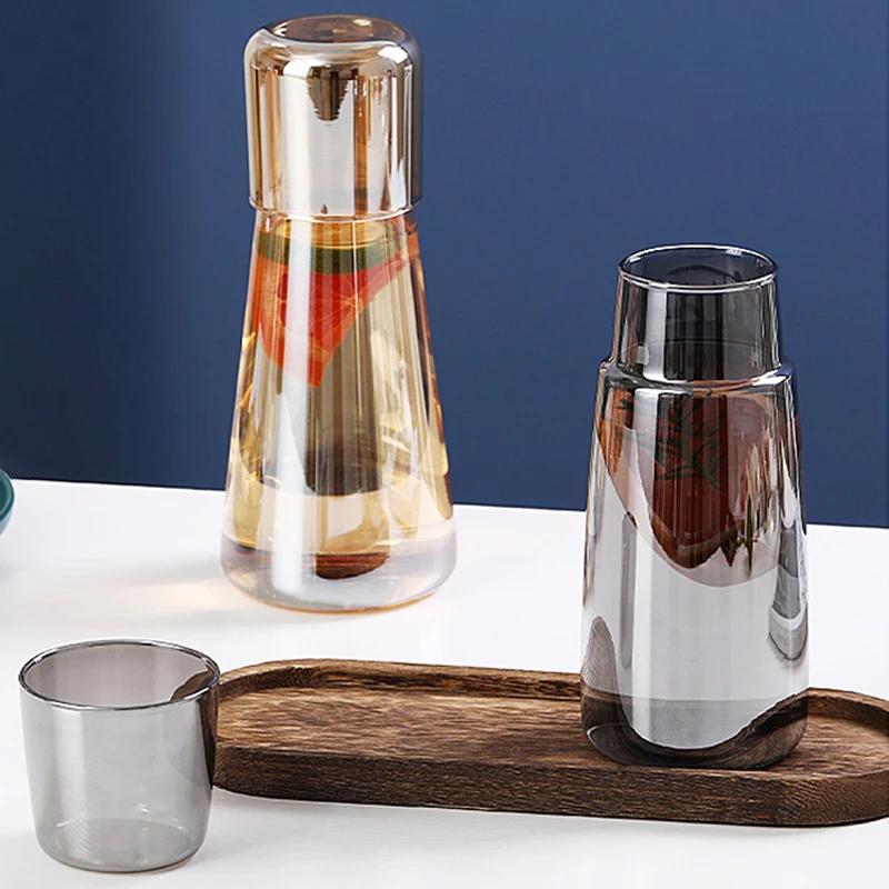 750/850ml Clear Bedside Water Carafe Set with Tumbler Glass for Bedroom Nightstand, Night Water Carafe with Glass, with Cup Set