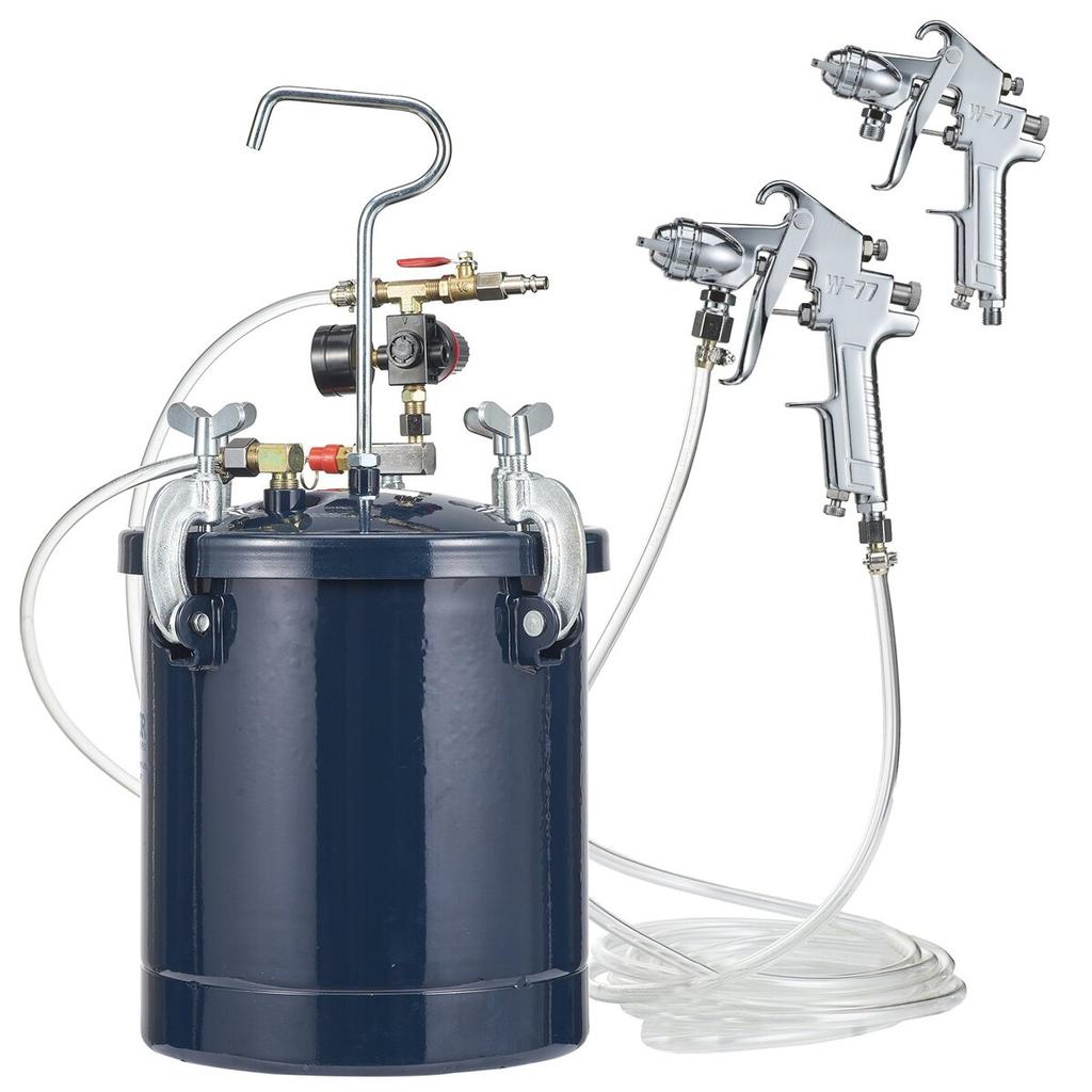 Spray Paint Pressure Pot Tank, 10L/2.5gal Air Paint Pressure Pot, 1.5mm+4mm Two Nozzles Two Spray Paint Guns for Industry Home Decor Architecture