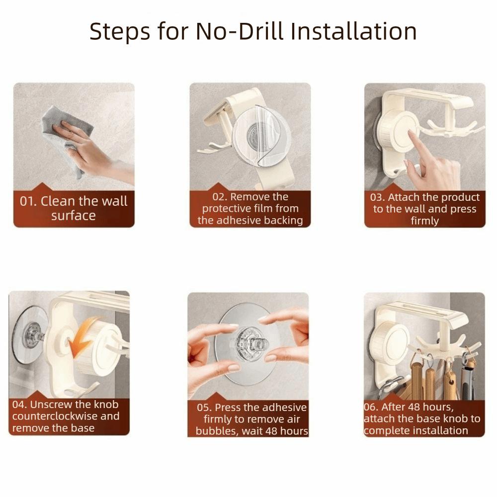 360 Degrees Rotatable Kitchen Hook Non Punching Spoon Hanging Rack  Bathroom