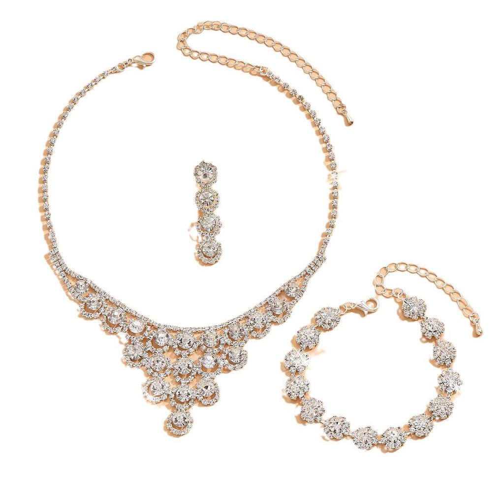 Wedding Accessories Set Rhinestone Necklace Earrings Set Dinner Dress Collarbone Chain Bridal Jewelry Set Women