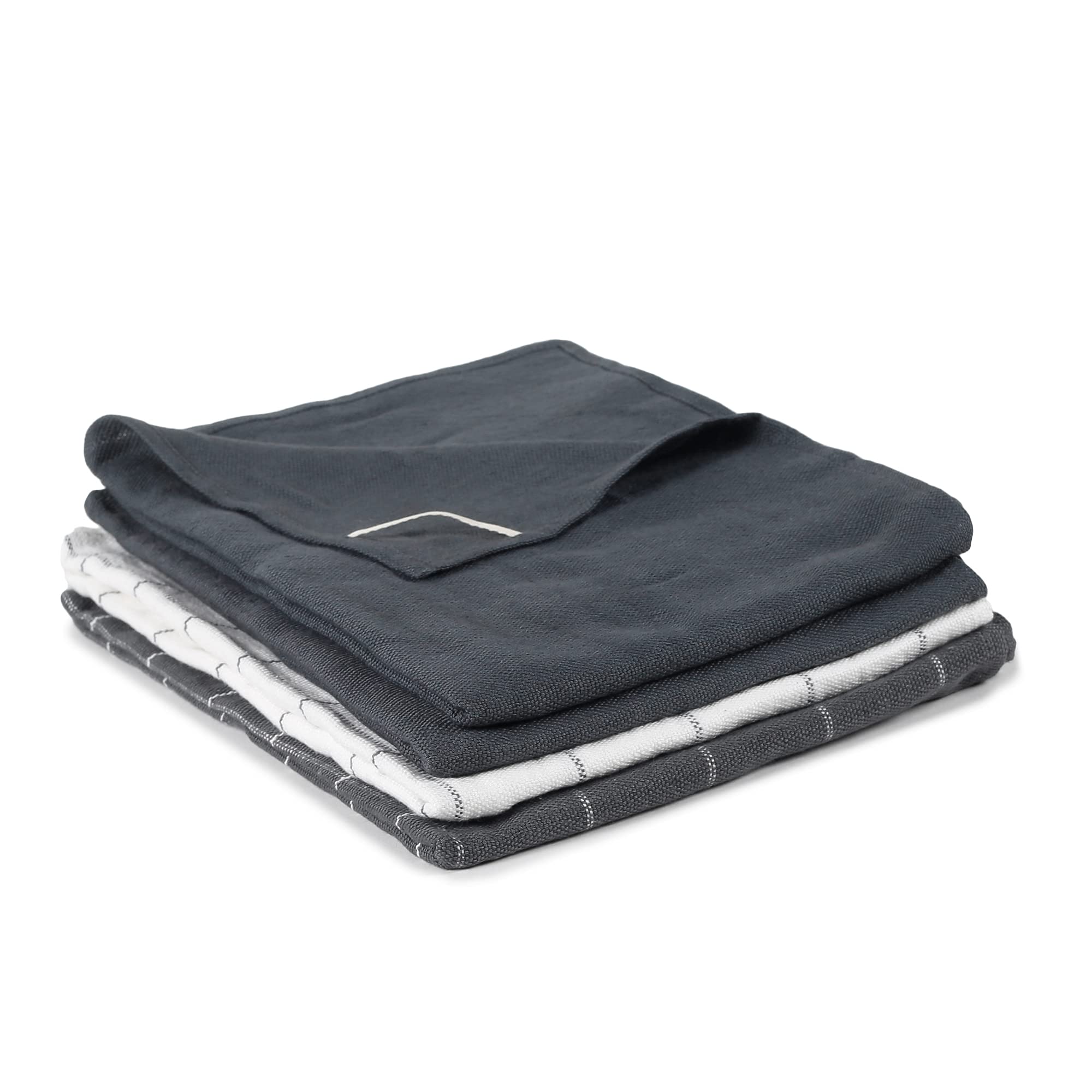 

Sanglobal Handwoven Country Towel Premium Cotton Bath Towel Soft to the Machine Dark Gray Assortment Set, 4-Piece 100% Set, Touch, Quick-Drying,