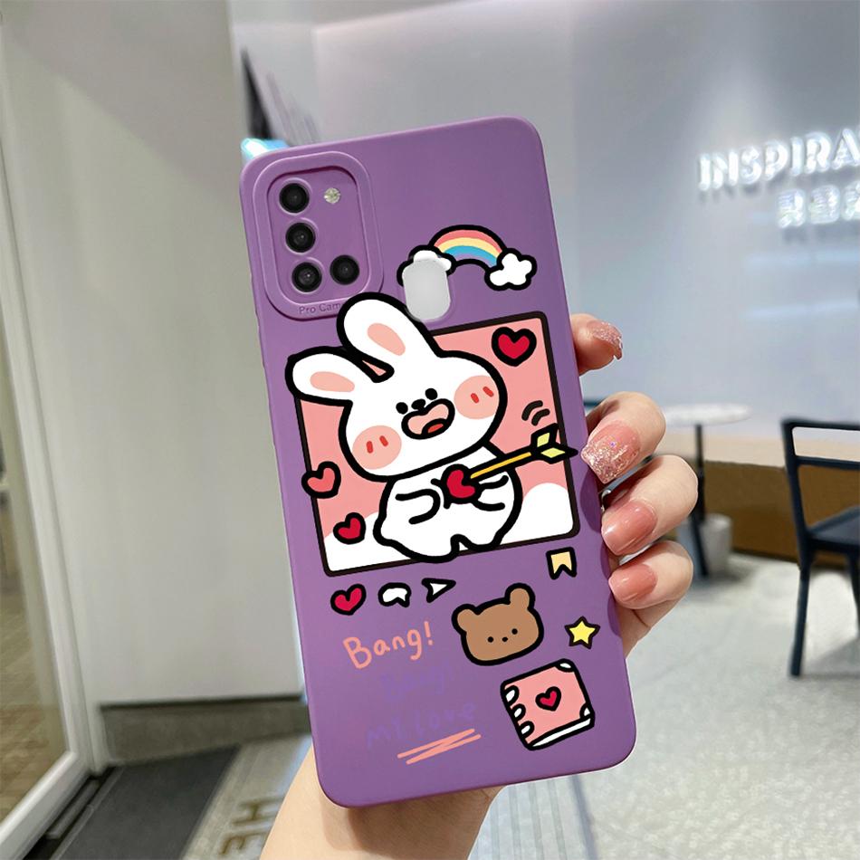For Samsung Galaxy A21s Case Purple Lavender Flower Camera Protector Soft Phone Cover For Samsung A21s 6.5" SM-A217F A 21 s Case