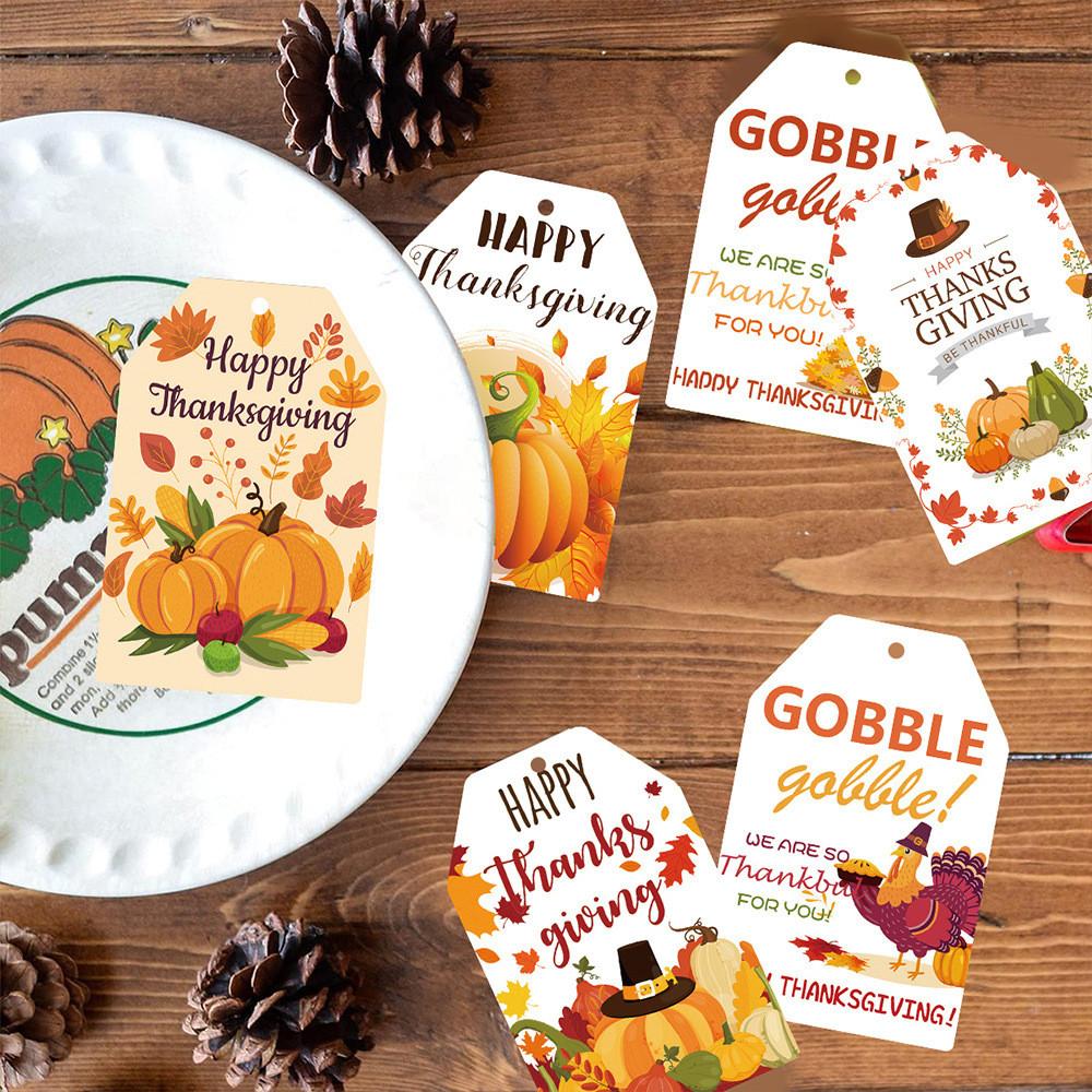 Turkey Thanksgiving Pumpkin Party Paper Gift Tags Set Event Decorations Hanging