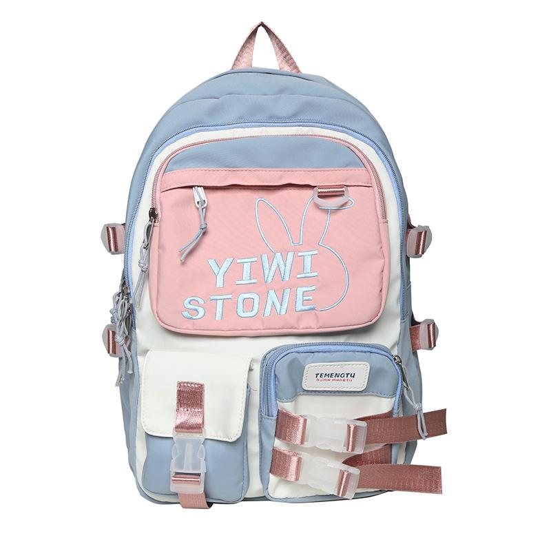 Cute versatile color matching schoolbag backpack new campus contrasting color middle and high school students large-capacity backpack