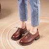 First Layer Cowhide Loafers Women's Spring and Autumn New Models One-pedal British Style Lace-up Work Small Leather Shoes Women's Shoes