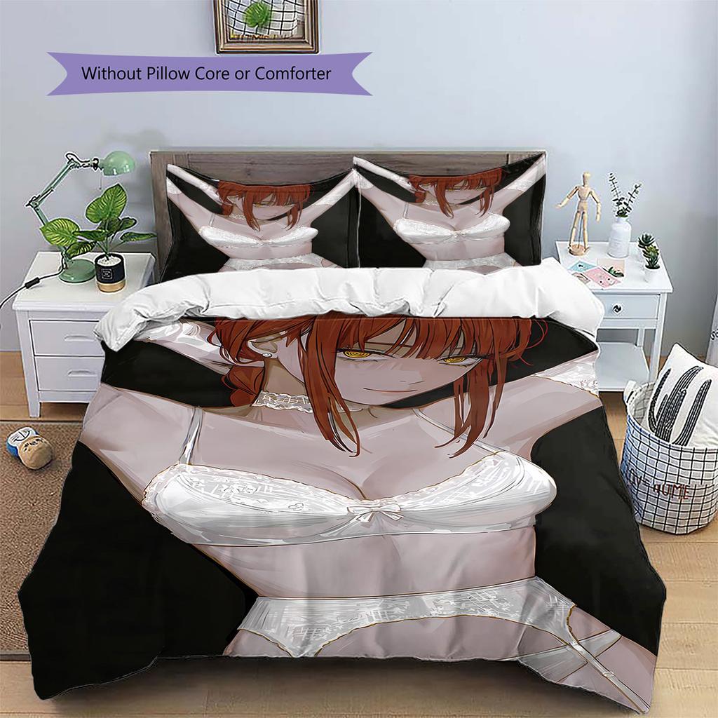 Makima Pattern Bedding,Quilt Set Quilt Cover Pillowcase Home Birthday Gift(1 * duvet cover + 2 * pillowcase, without core)