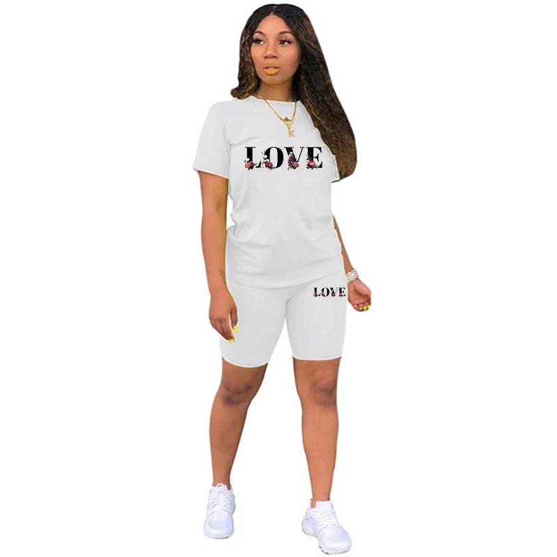 Sommer-Outfits Damen Trainingsanzug Druck Lässiges Shorts-Set Outdoor-Sport Jogging Damenbekleidung Tägliches T-Shirt Shorts 2-teiliges Anzug