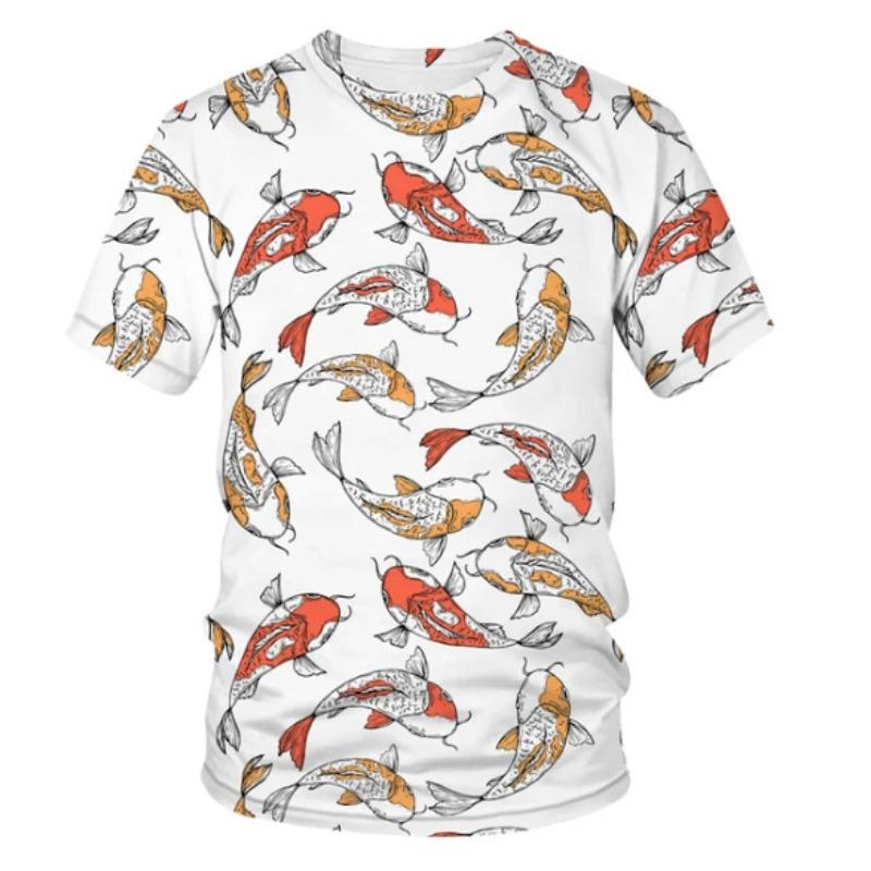 Men's 3D Printed T-Shirt Colorful Animal Plant Pattern Printing Short Sleeve O-Neck Pullover Casual Top