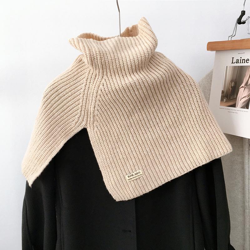 New Split High Collar Scarf For Women Girls Students Autumn Winter Solid Color Knitted Neckerchief Scarves Soft Neck Wrap Shawls