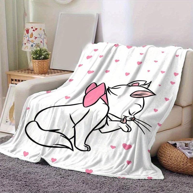 

1pc Disney Aristocats Marie Pink Heart Print Blanket Home Decor, Couch Throw, Outdoor, Gift, Flannel Coverlet, Bedroom, Living Room, Travel 80cmx120cm