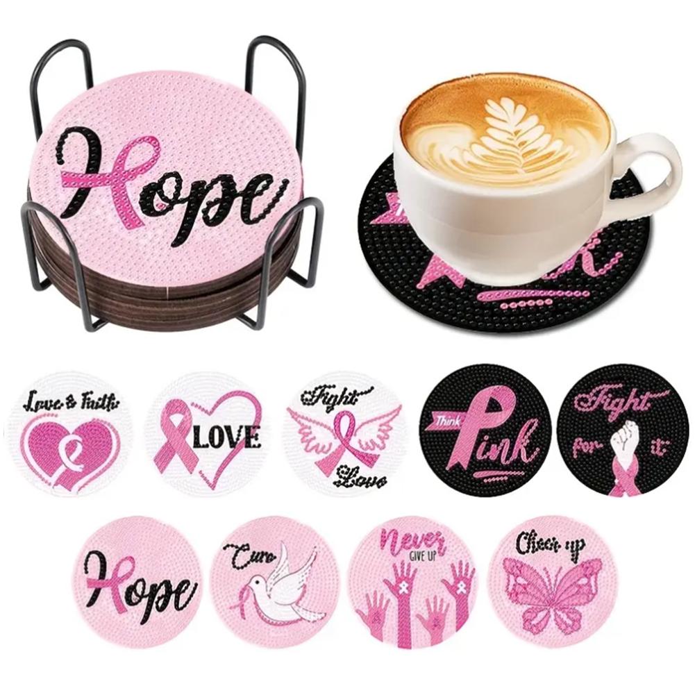 8/9 PCS Diamond Painting Art Coaster Kit Gnome Acrylic/Wooden Sun Stars with Holder Santa for Adults Kids Beginner Gift Supplies