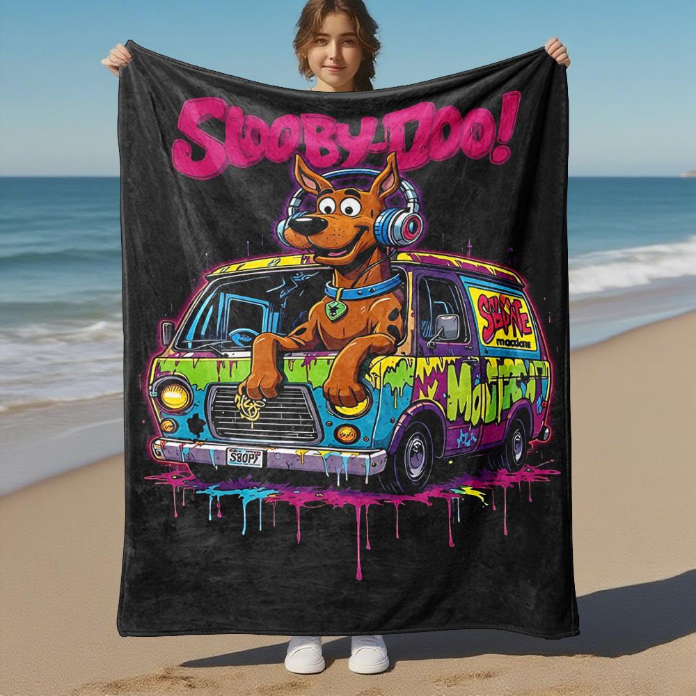 1pc Scooby Doo Outdoor Blanket - Throw Blanket, Soft , Flannel Blankets, Living Room, Travel, Camping c1209087