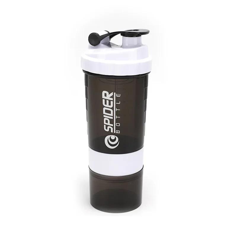 3 Layer Shaker Bottle Protein Powder Cup Sports Mixer Protein Shaker Water Bottles with Shaker Ball Protein Shakers 550ML