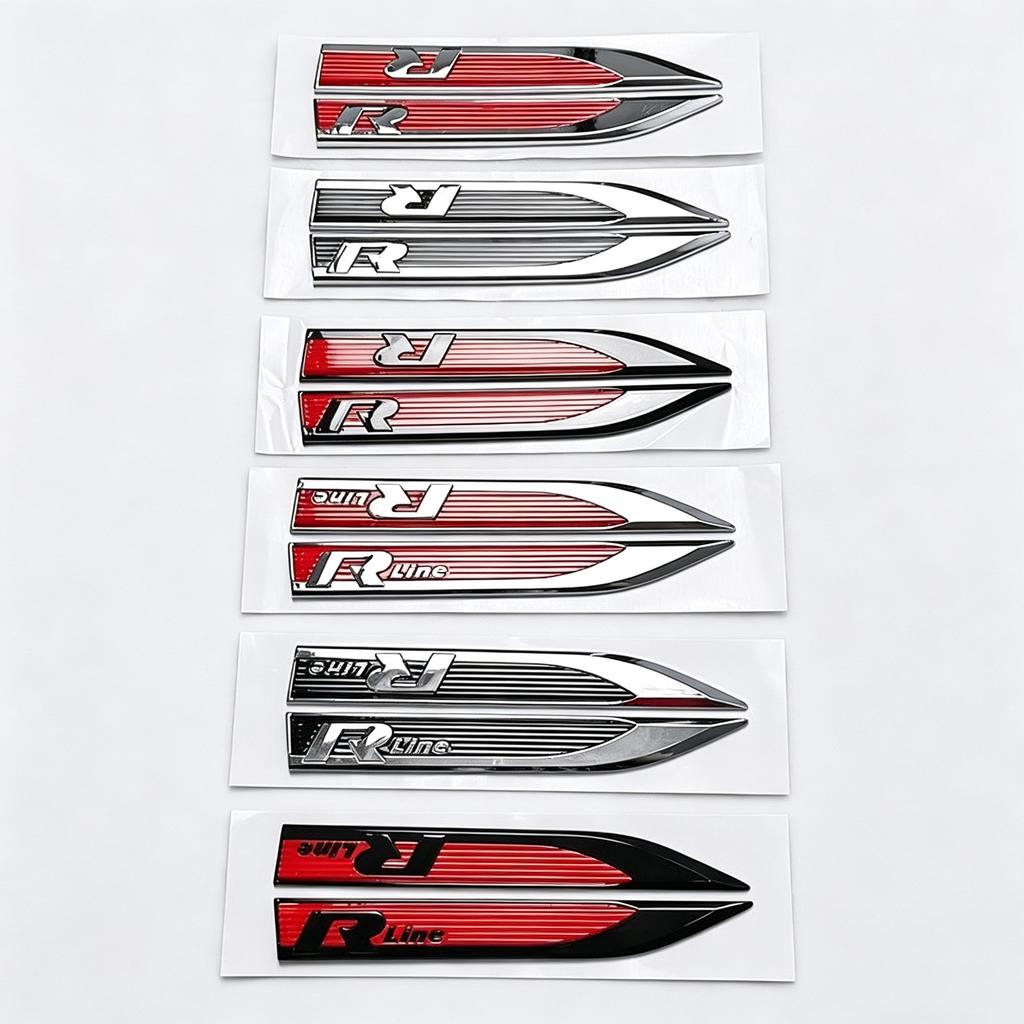 1Pair V W R/R Line Logo Car Side Fender Emblem Badge Sticker Car Styling Accessories