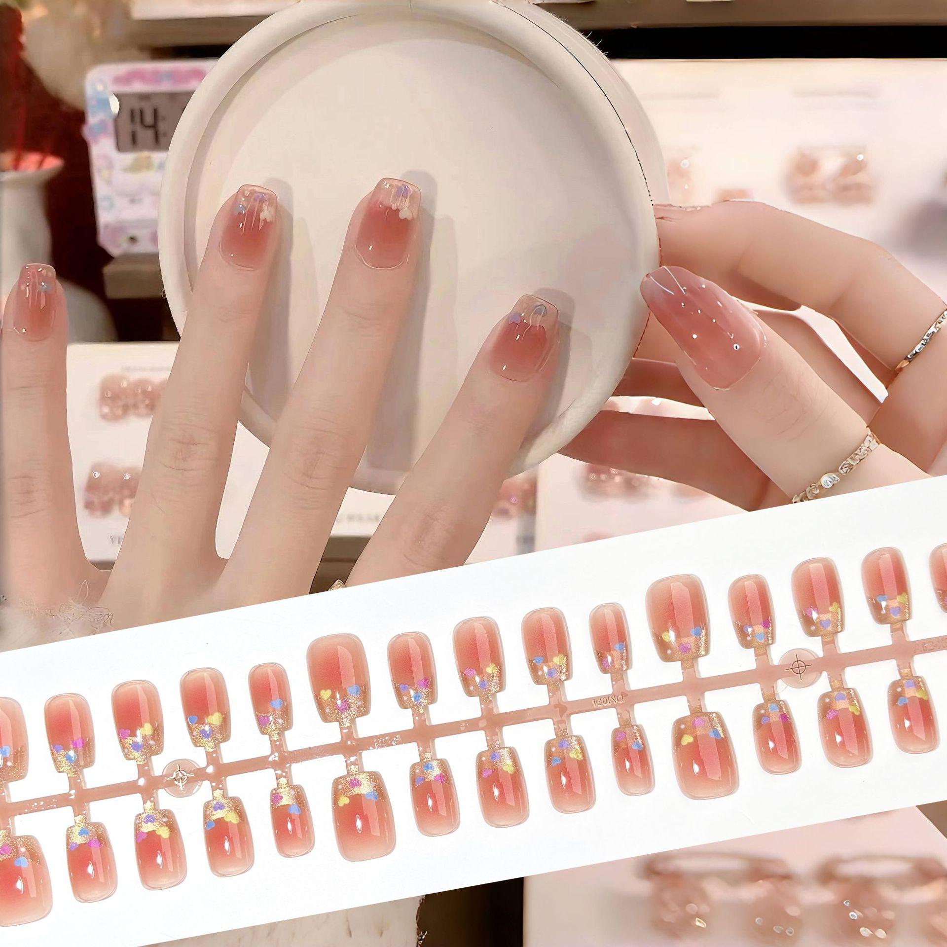 

Blush Cat Eye Heart Nails - Sweet & Lovely Spring/Summer Short Art Patches