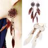 New Bohemia Ethnic Feather Beads Long Design Dream Catcher Earrings For Women