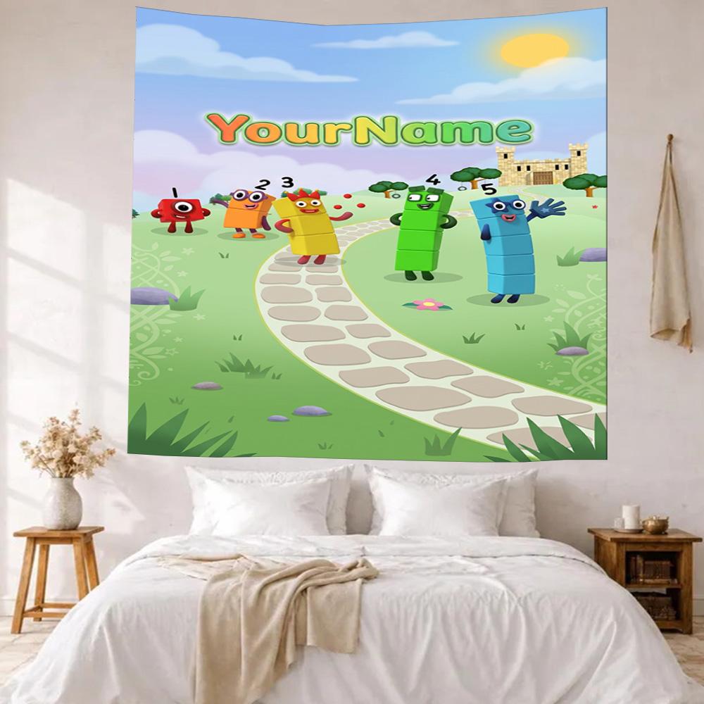 Numberblocks Vlastní jméno Nástěnná dekorace Gobelín Umění Pro památku mazlíčka Narozeniny Svatba Párty Pozadí Rodinný dárek