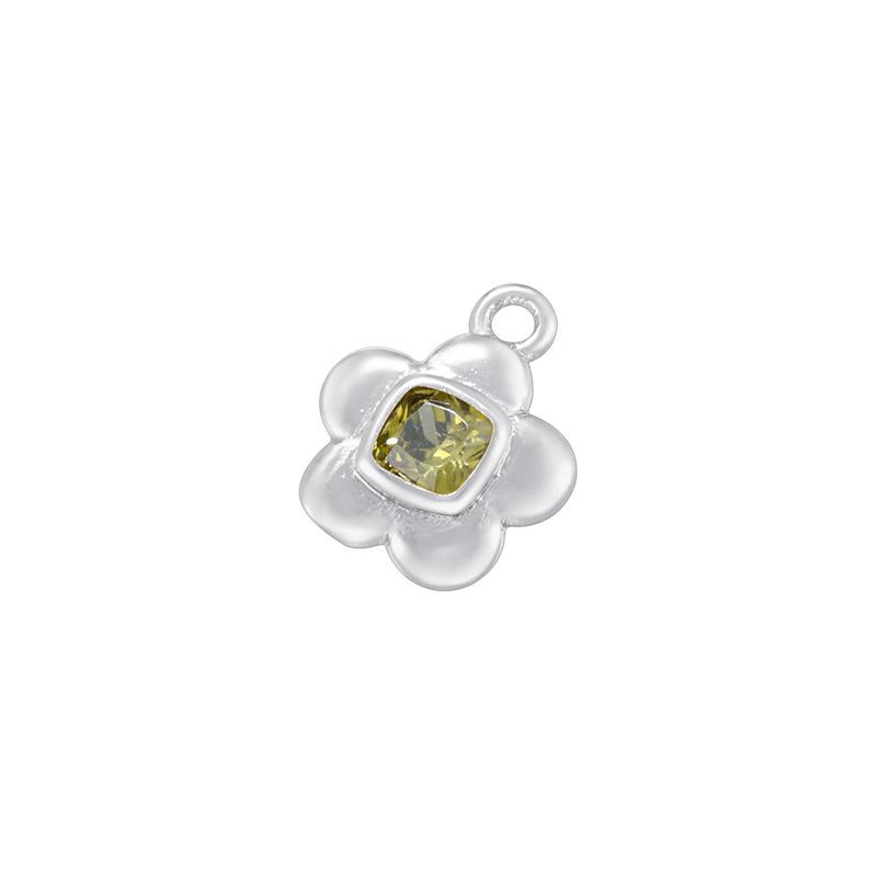 Fresh And Sweet Copper With Colored Diamonds Five-Petal Flower Pendant, Small And Exquisite Square Flower Accessories Vd1531-1532