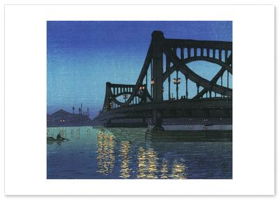 Kawase Hasui Poster Reproduction "Evening At Kiyosubashi Bridge" A3 Size [Made In Japan] [For Interior Wallpaper] Painting Art Wallpaper Poster