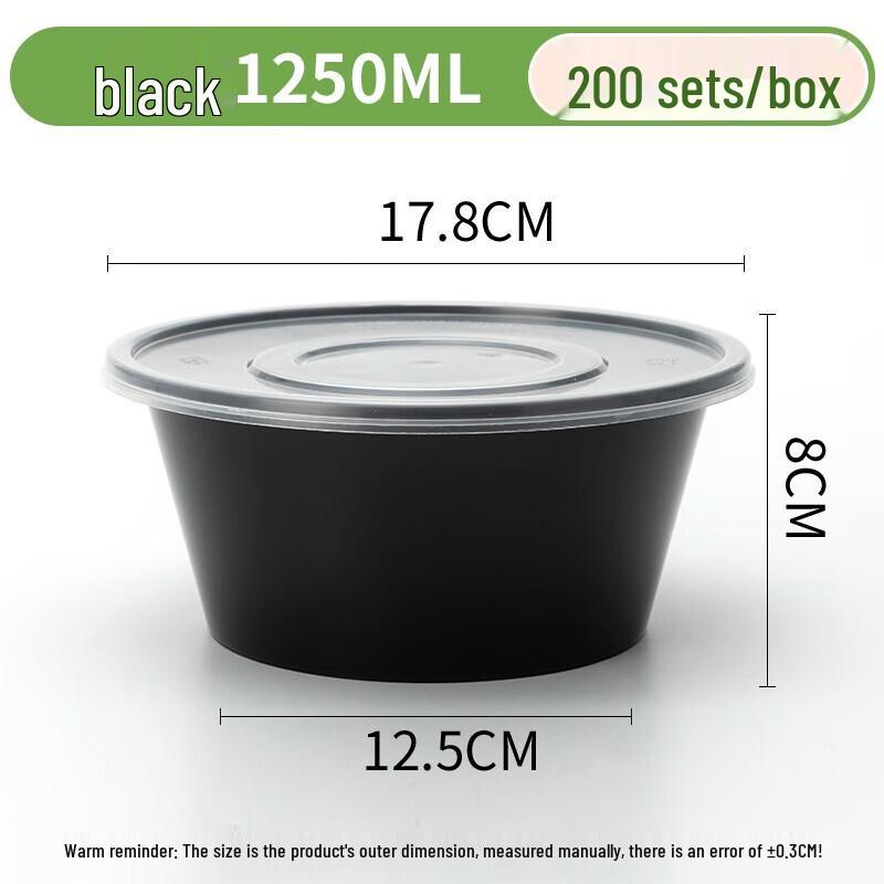 WS 1250ml Round Clear Disposable Meal Box with Lid