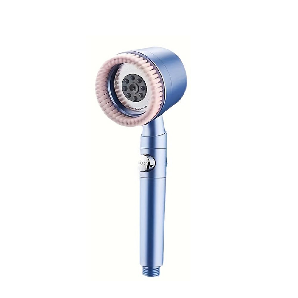 Pommeau de douche 5+1 modes avec brosse de massage ABS Haute pression Économie d'eau Portable Filtre de salle de bain Pommeau de douche Arrêt d'eau à une touche