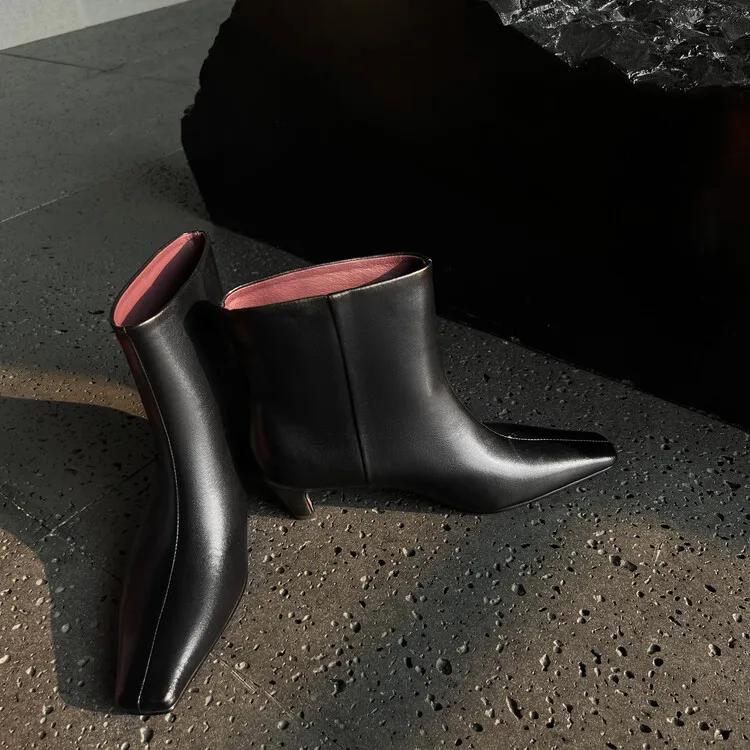 

Fashion New Red Black Sheepskin Back Zipper Knee High Boots European American Square Headed Sexy 5.5cm High-heel Women Boots Size 34-41 34