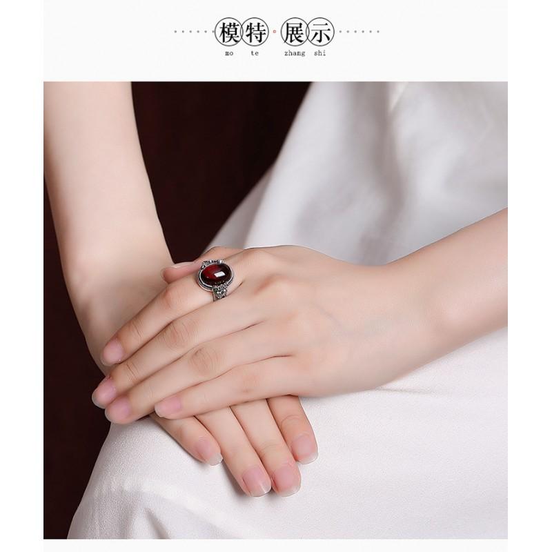 Adjustable Vintage Copper Coin Ring With Amber Resin Oval Cabochon Retro Boho Statement Jewelry Women Men