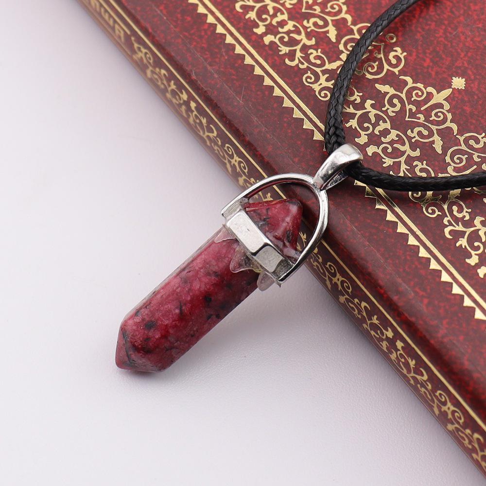 Handmade Amethyst & Rose Quartz Hexagonal Pendant Necklace N760